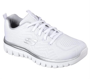 SKECHERS GRACEFUL - GET CONNECTED-WHITE SILVER